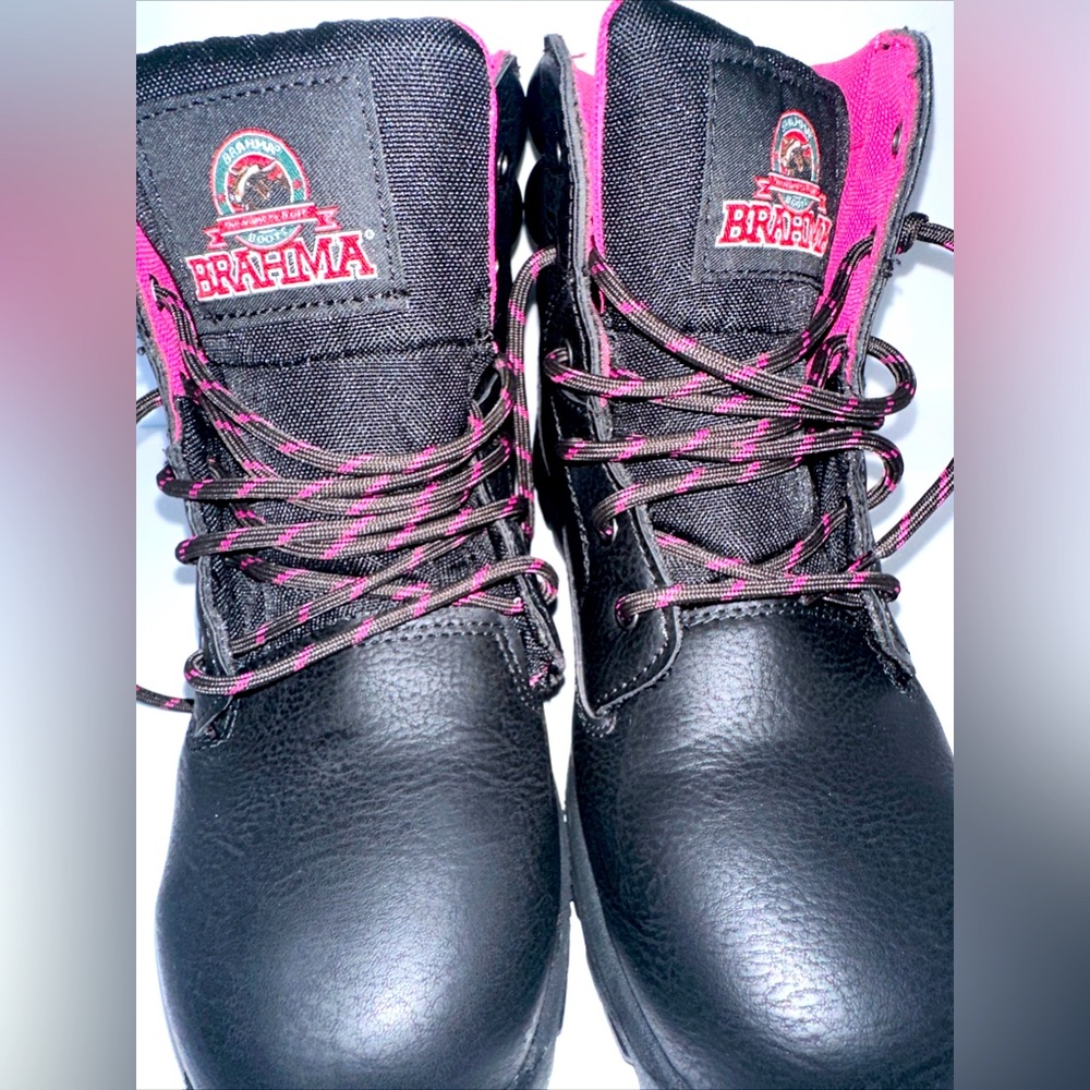 Baramha women's work boots size 9 black leather